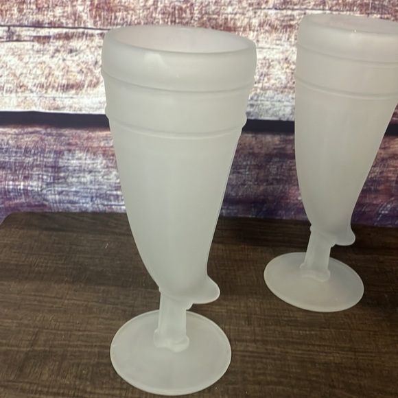 Viking Powder horn frosted glasses Tiara 60’s set of 4 - Picture 2 of 9